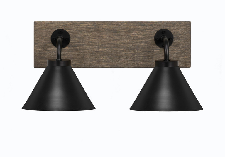 Toltec Lighting - 1772-MBDW-421-MB - Two Light Bath Bar - Oxbridge - Matte Black & Painted Distressed Wood-look Metal