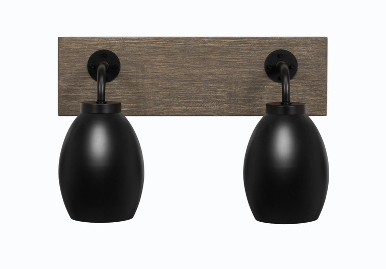 Toltec Lighting - 1772-MBDW-426-MB - Two Light Bath Bar - Oxbridge - Matte Black & Painted Distressed Wood-look Metal