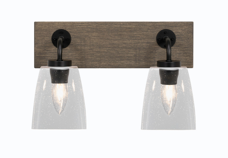 Toltec Lighting - 1772-MBDW-461 - Two Light Bath Bar - Oxbridge - Matte Black & Painted Distressed Wood-look Metal
