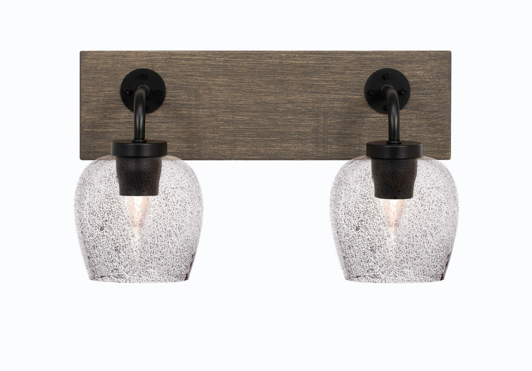 Toltec Lighting - 1772-MBDW-4812 - Two Light Bath Bar - Oxbridge - Matte Black & Painted Distressed Wood-look Metal