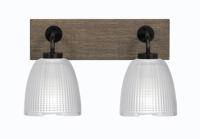 Toltec Lighting - 1772-MBDW-500 - Two Light Bath Bar - Oxbridge - Matte Black & Painted Distressed Wood-look Metal