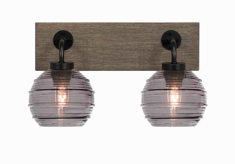 Toltec Lighting - 1772-MBDW-5112 - Two Light Bath Bar - Oxbridge - Matte Black & Painted Distressed Wood-look Metal