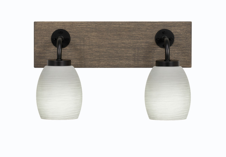 Toltec Lighting - 1772-MBDW-615 - Two Light Bath Bar - Oxbridge - Matte Black & Painted Distressed Wood-look Metal