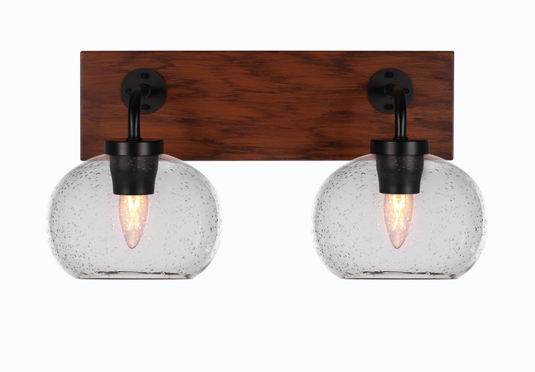 Toltec Lighting - 1772-MBWG-202 - Two Light Bath Bar - Oxbridge - Matte Black & Painted Wood-look Metal