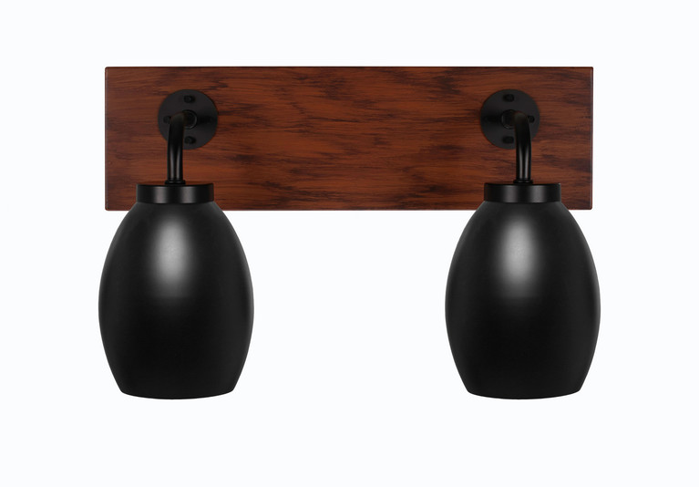 Toltec Lighting - 1772-MBWG-426-MB - Two Light Bath Bar - Oxbridge - Matte Black & Painted Wood-look Metal