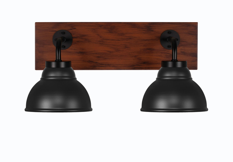 Toltec Lighting - 1772-MBWG-427-MB - Two Light Bath Bar - Oxbridge - Matte Black & Painted Wood-look Metal