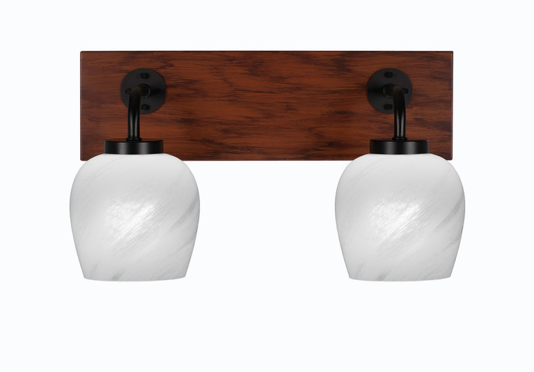 Toltec Lighting - 1772-MBWG-4811 - Two Light Bath Bar - Oxbridge - Matte Black & Painted Wood-look Metal