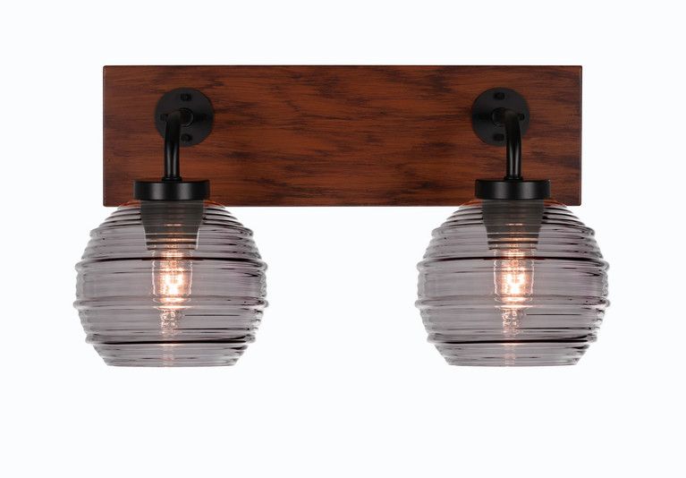 Toltec Lighting - 1772-MBWG-5112 - Two Light Bath Bar - Oxbridge - Matte Black & Painted Wood-look Metal