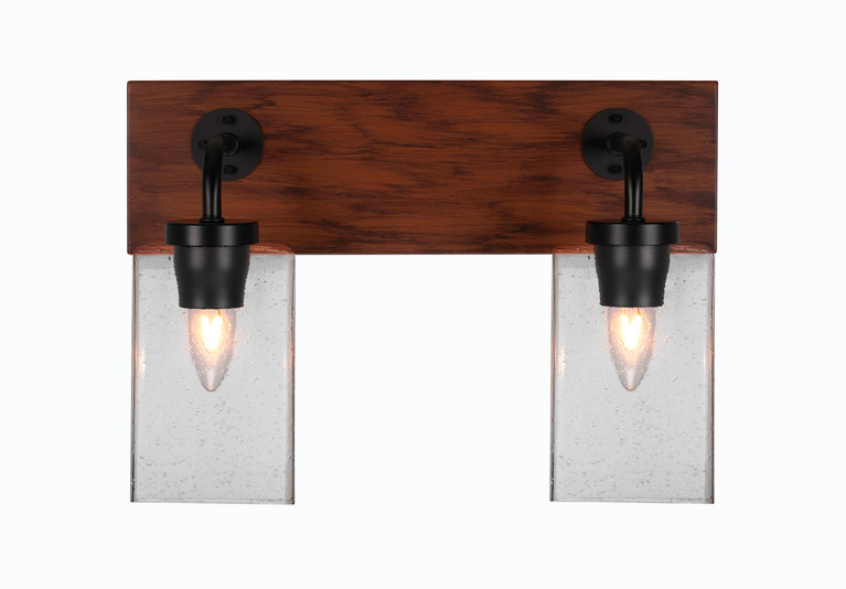 Toltec Lighting - 1772-MBWG-530 - Two Light Bath Bar - Oxbridge - Matte Black & Painted Wood-look Metal