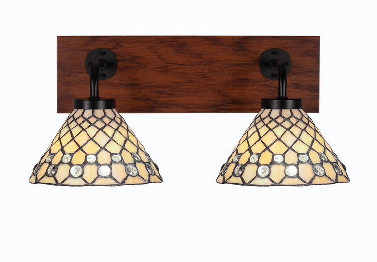 Toltec Lighting - 1772-MBWG-9415 - Two Light Bath Bar - Oxbridge - Matte Black & Painted Wood-look Metal