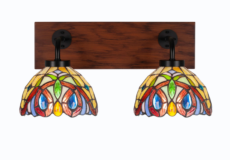 Toltec Lighting - 1772-MBWG-9445 - Two Light Bath Bar - Oxbridge - Matte Black & Painted Wood-look Metal