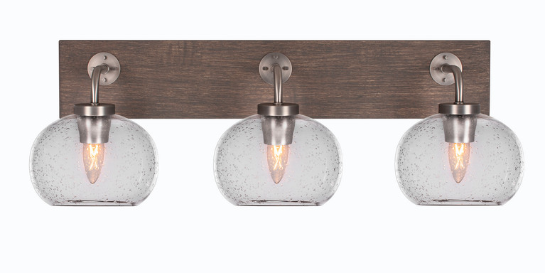 Toltec Lighting - 1773-GPDW-202 - Three Light Bath Bar - Oxbridge - Graphite & Painted Distressed Wood-look Metal