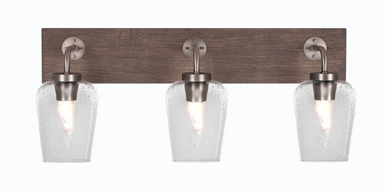 Toltec Lighting - 1773-GPDW-210 - Three Light Bath Bar - Oxbridge - Graphite & Painted Distressed Wood-look Metal