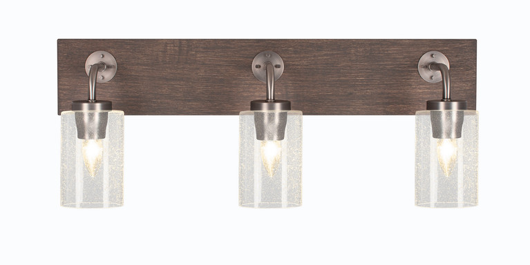 Toltec Lighting - 1773-GPDW-300 - Three Light Bath Bar - Oxbridge - Graphite & Painted Distressed Wood-look Metal