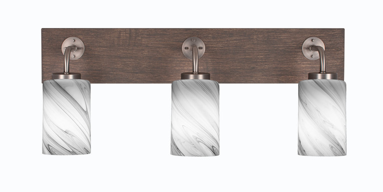 Toltec Lighting - 1773-GPDW-3009 - Three Light Bath Bar - Oxbridge - Graphite & Painted Distressed Wood-look Metal