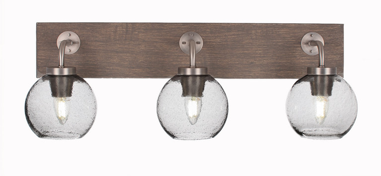Toltec Lighting - 1773-GPDW-4100 - Three Light Bath Bar - Oxbridge - Graphite & Painted Distressed Wood-look Metal