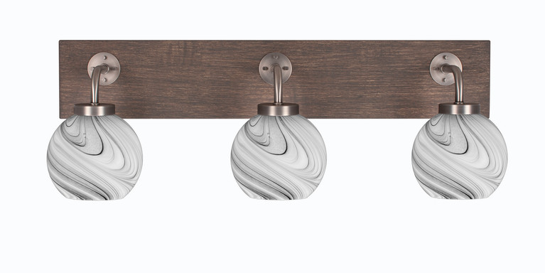 Toltec Lighting - 1773-GPDW-4109 - Three Light Bath Bar - Oxbridge - Graphite & Painted Distressed Wood-look Metal