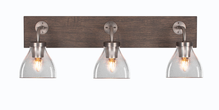 Toltec Lighting - 1773-GPDW-4760 - Three Light Bath Bar - Oxbridge - Graphite & Painted Distressed Wood-look Metal