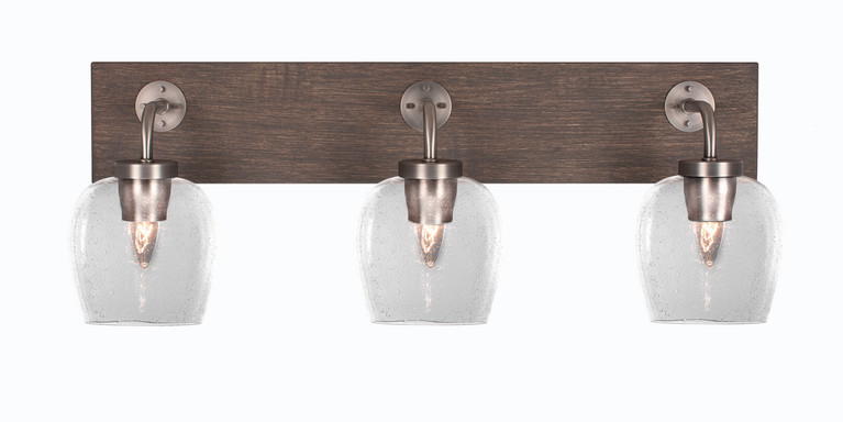 Toltec Lighting - 1773-GPDW-4810 - Three Light Bath Bar - Oxbridge - Graphite & Painted Distressed Wood-look Metal