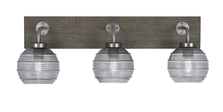 Toltec Lighting - 1773-GPDW-5112 - Three Light Bath Bar - Oxbridge - Graphite & Painted Distressed Wood-look Metal