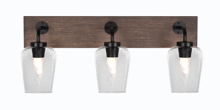 Toltec Lighting - 1773-MBDW-210 - Three Light Bath Bar - Oxbridge - Matte Black & Painted Distressed Wood-look Metal