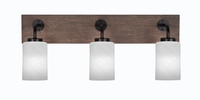Toltec Lighting - 1773-MBDW-3001 - Three Light Bath Bar - Oxbridge - Matte Black & Painted Distressed Wood-look Metal