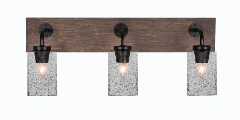 Toltec Lighting - 1773-MBDW-3002 - Three Light Bath Bar - Oxbridge - Matte Black & Painted Distressed Wood-look Metal