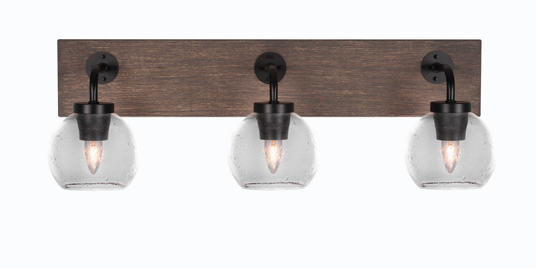 Toltec Lighting - 1773-MBDW-4100 - Three Light Bath Bar - Oxbridge - Matte Black & Painted Distressed Wood-look Metal