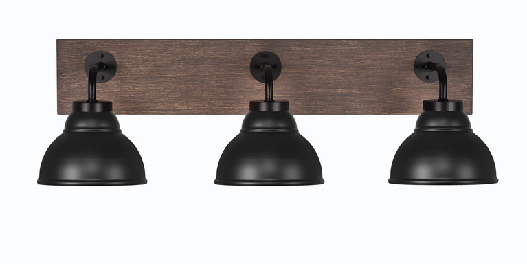 Toltec Lighting - 1773-MBDW-427-MB - Three Light Bath Bar - Oxbridge - Matte Black & Painted Distressed Wood-look Metal