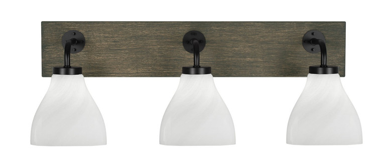 Toltec Lighting - 1773-MBDW-4761 - Three Light Bath Bar - Oxbridge - Matte Black & Painted Distressed Wood-look Metal