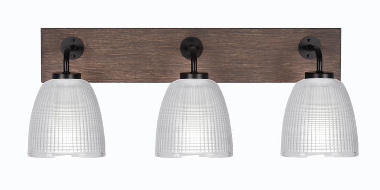 Toltec Lighting - 1773-MBDW-500 - Three Light Bath Bar - Oxbridge - Matte Black & Painted Distressed Wood-look Metal