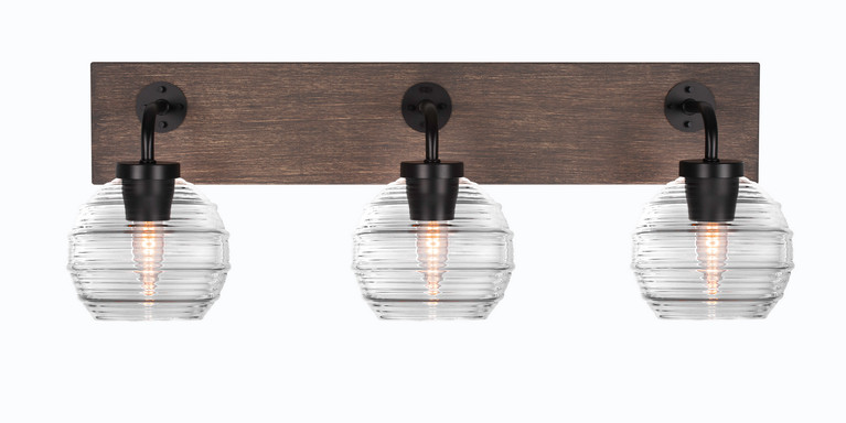 Toltec Lighting - 1773-MBDW-5110 - Three Light Bath Bar - Oxbridge - Matte Black & Painted Distressed Wood-look Metal