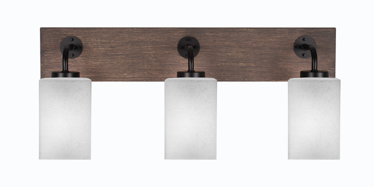 Toltec Lighting - 1773-MBDW-531 - Three Light Bath Bar - Oxbridge - Matte Black & Painted Distressed Wood-look Metal