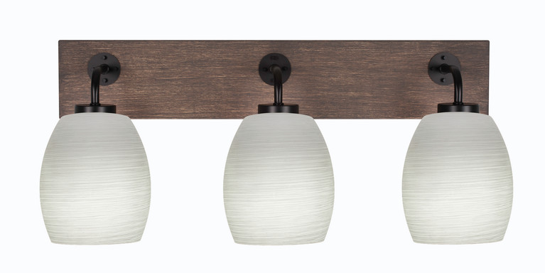 Toltec Lighting - 1773-MBDW-615 - Three Light Bath Bar - Oxbridge - Matte Black & Painted Distressed Wood-look Metal