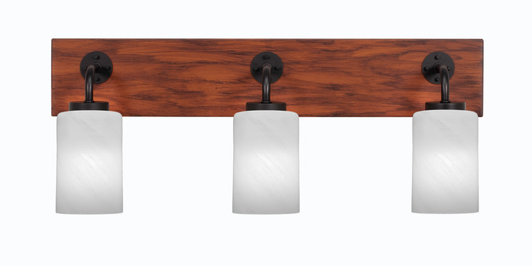 Toltec Lighting - 1773-MBWG-3001 - Three Light Bath Bar - Oxbridge - Matte Black & Painted Wood-look Metal