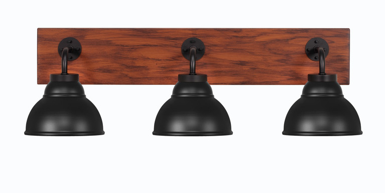 Toltec Lighting - 1773-MBWG-427-MB - Three Light Bath Bar - Oxbridge - Matte Black & Painted Wood-look Metal