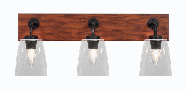 Toltec Lighting - 1773-MBWG-461 - Three Light Bath Bar - Oxbridge - Matte Black & Painted Wood-look Metal