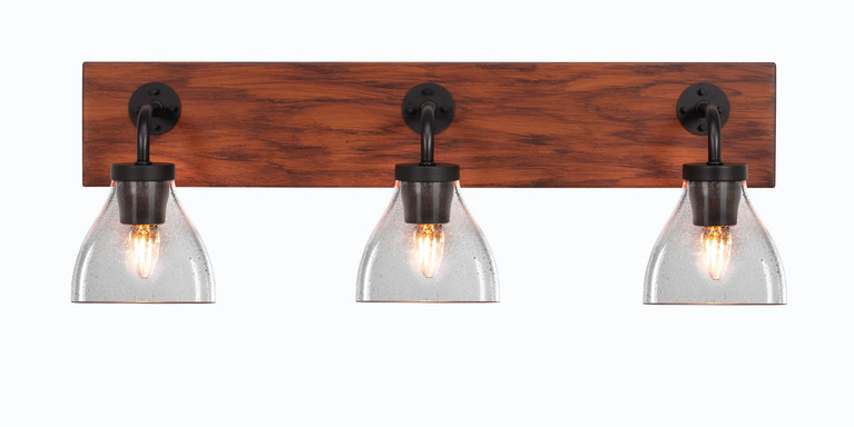 Toltec Lighting - 1773-MBWG-4760 - Three Light Bath Bar - Oxbridge - Matte Black & Painted Wood-look Metal