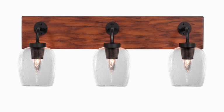 Toltec Lighting - 1773-MBWG-4810 - Three Light Bath Bar - Oxbridge - Matte Black & Painted Wood-look Metal