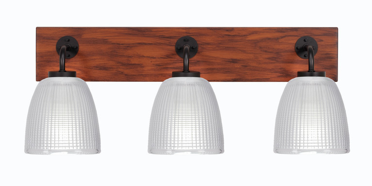 Toltec Lighting - 1773-MBWG-500 - Three Light Bath Bar - Oxbridge - Matte Black & Painted Wood-look Metal