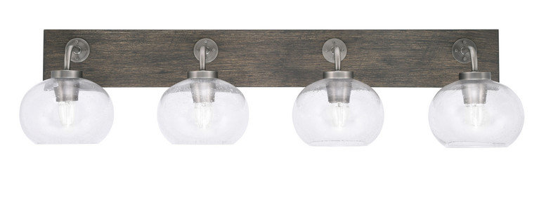 Toltec Lighting - 1774-GPDW-202 - Four Light Bath Bar - Oxbridge - Graphite & Painted Distressed Wood-look Metal
