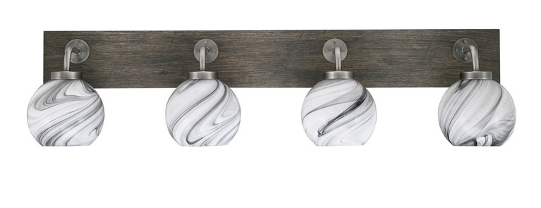 Toltec Lighting - 1774-GPDW-4109 - Four Light Bath Bar - Oxbridge - Graphite & Painted Distressed Wood-look Metal