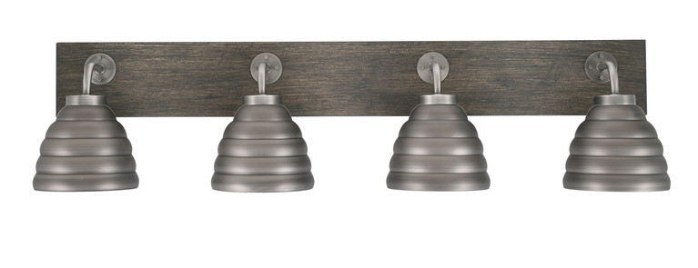 Toltec Lighting - 1774-GPDW-425-GP - Four Light Bath Bar - Oxbridge - Graphite & Painted Distressed Wood-look Metal
