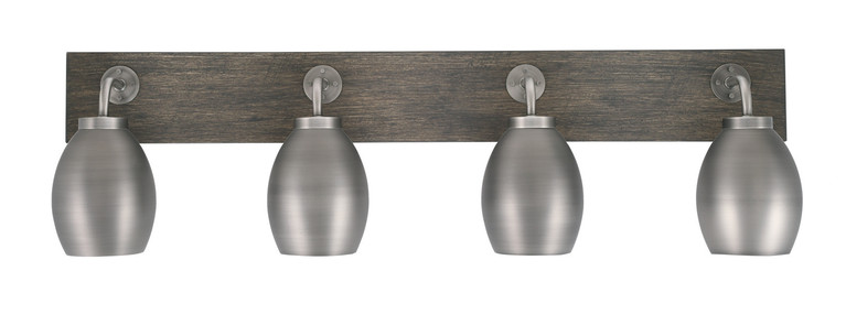 Toltec Lighting - 1774-GPDW-426-GP - Four Light Bath Bar - Oxbridge - Graphite & Painted Distressed Wood-look Metal