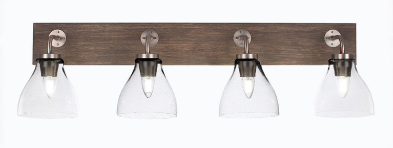 Toltec Lighting - 1774-GPDW-4760 - Four Light Bath Bar - Oxbridge - Graphite & Painted Distressed Wood-look Metal