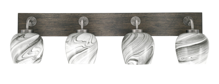 Toltec Lighting - 1774-GPDW-4819 - Four Light Bath Bar - Oxbridge - Graphite & Painted Distressed Wood-look Metal