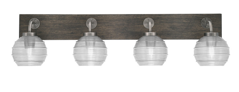 Toltec Lighting - 1774-GPDW-5110 - Four Light Bath Bar - Oxbridge - Graphite & Painted Distressed Wood-look Metal