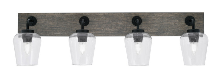 Toltec Lighting - 1774-MBDW-210 - Four Light Bath Bar - Oxbridge - Matte Black & Painted Distressed Wood-look Metal