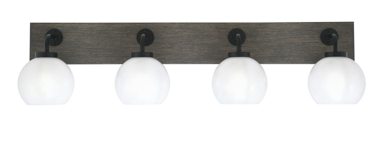Toltec Lighting - 1774-MBDW-4101 - Four Light Bath Bar - Oxbridge - Matte Black & Painted Distressed Wood-look Metal