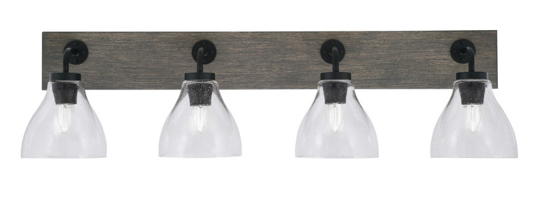 Toltec Lighting - 1774-MBDW-4760 - Four Light Bath Bar - Oxbridge - Matte Black & Painted Distressed Wood-look Metal